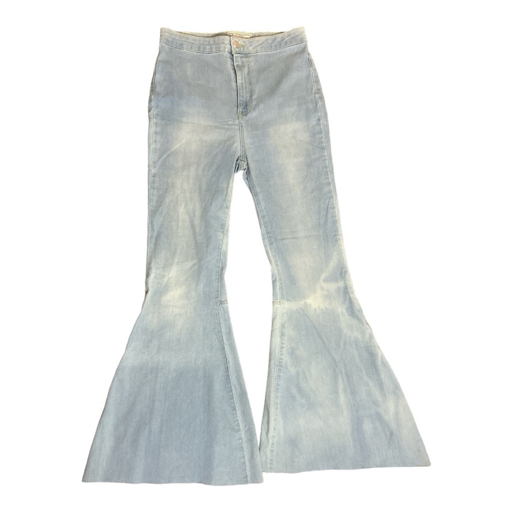 FREE PEOPLE WOMEN'S LIGHT WASH HIGH RISE JUST FLOAT ON FLARE JEANS 28L ]B1]